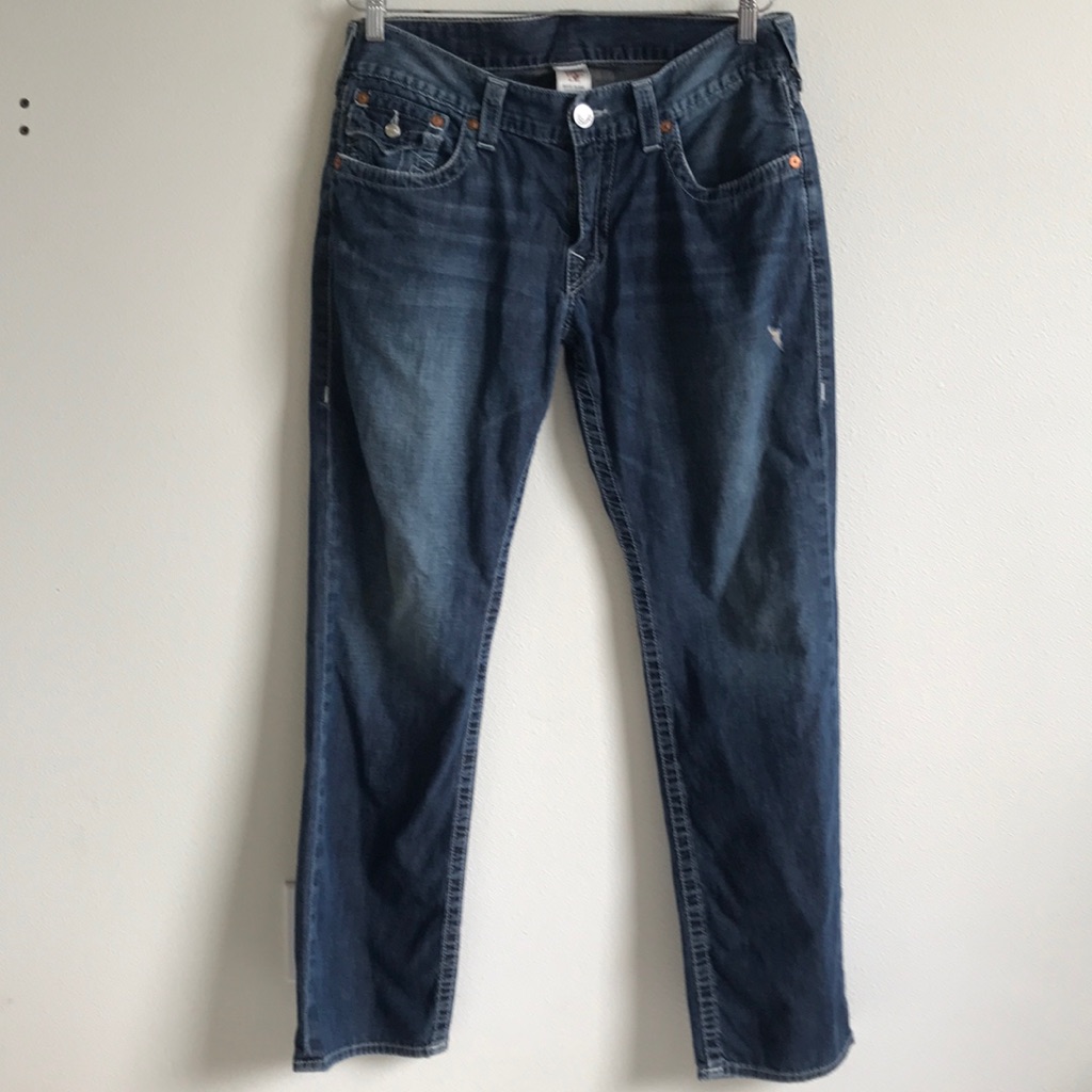 True Religion Straight Jeans Distressed 33"